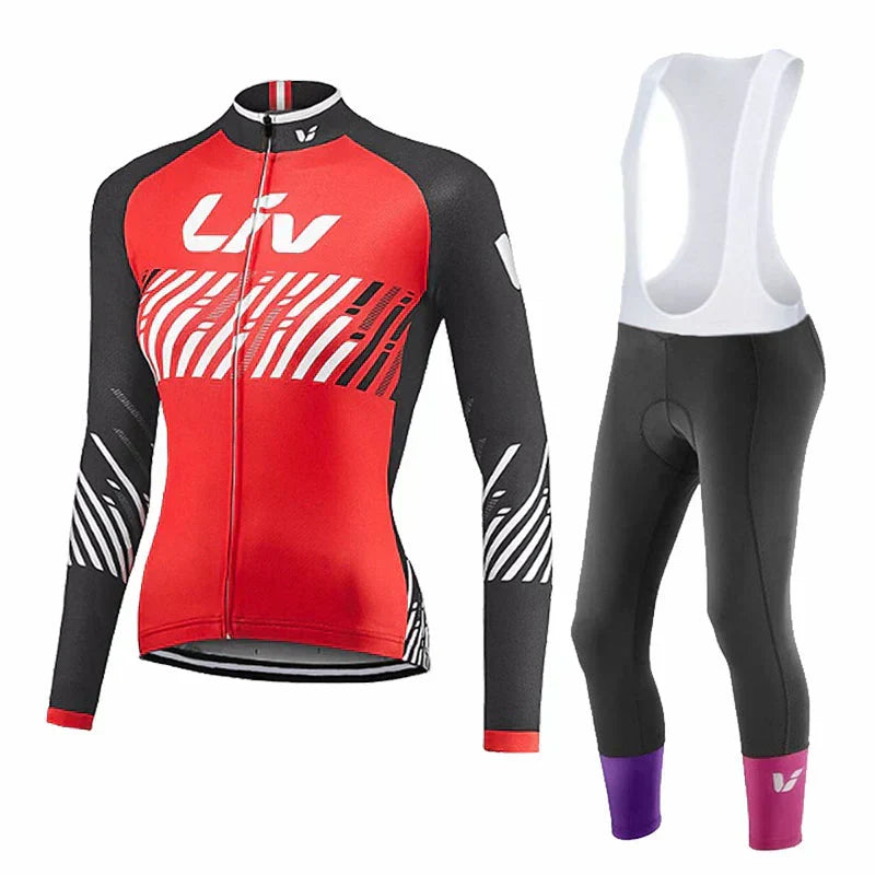LIV V2 | Ensemble de cyclisme d’hiver PRO pour femme avec cuissard à bretelles
